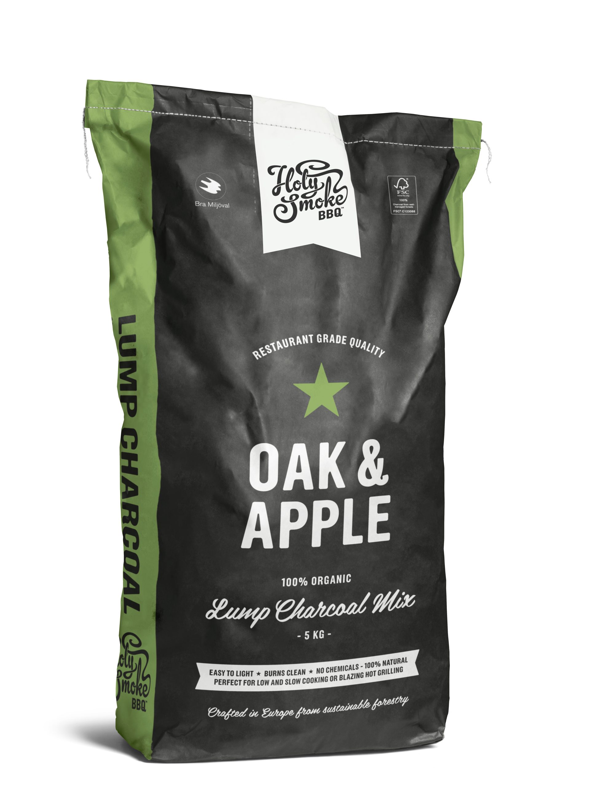 Holy Smoke BBQ Oak & Apple Lump Houtskool 5 kg kopen - BBQ Friends