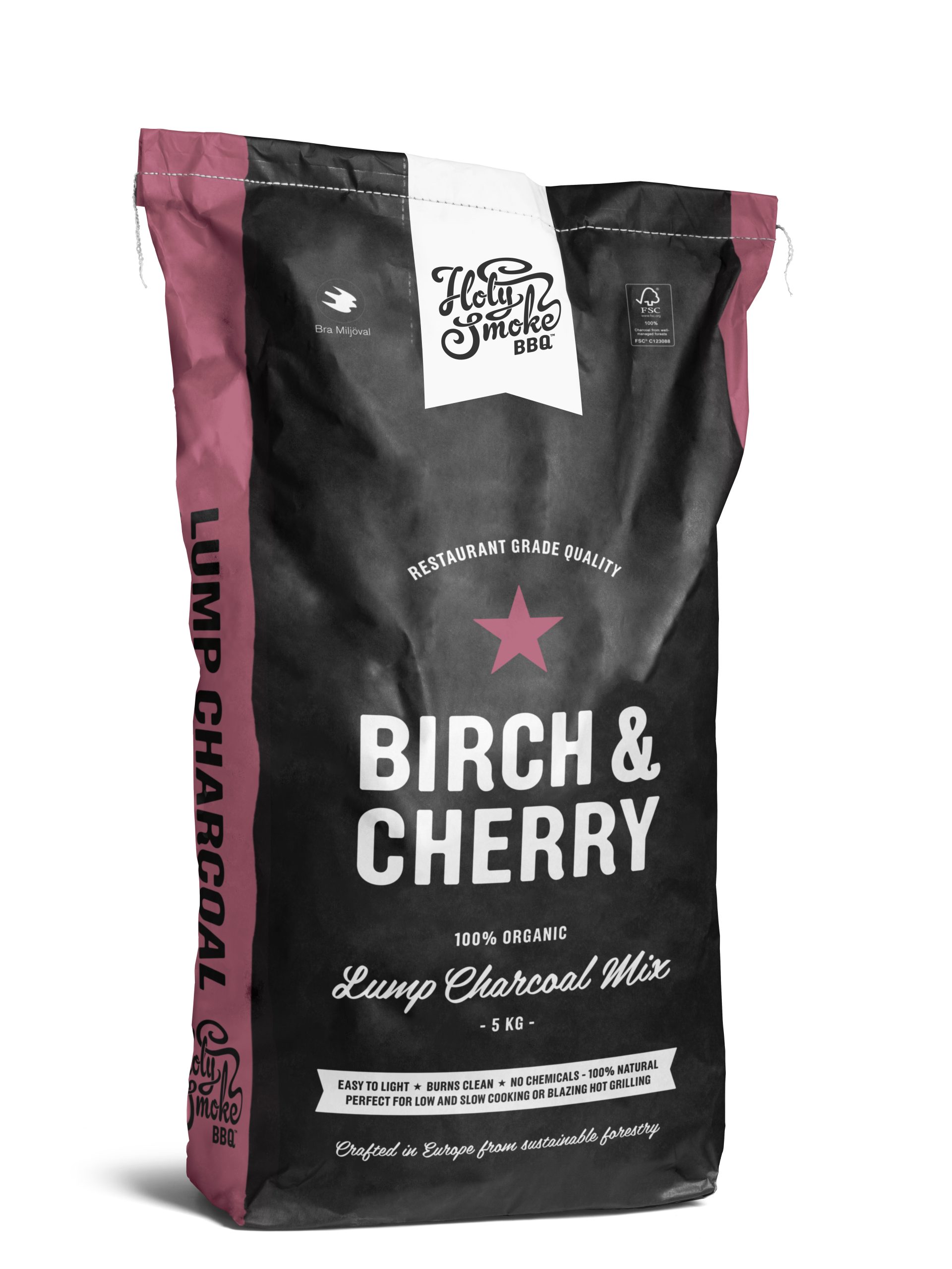 Holy Smoke BBQ Birch & Cherry Lump Houtskool 5 kg kopen - BBQ Friends